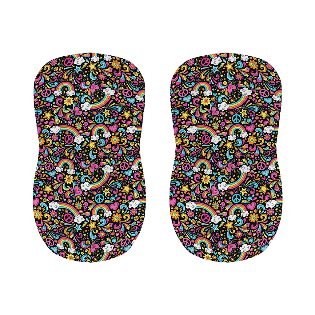 Groovy Hippie Peace Pattern Print Bar Stool Covers