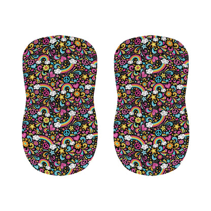 Groovy Hippie Peace Pattern Print Bar Stool Covers