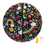 Groovy Hippie Peace Pattern Print Basketball