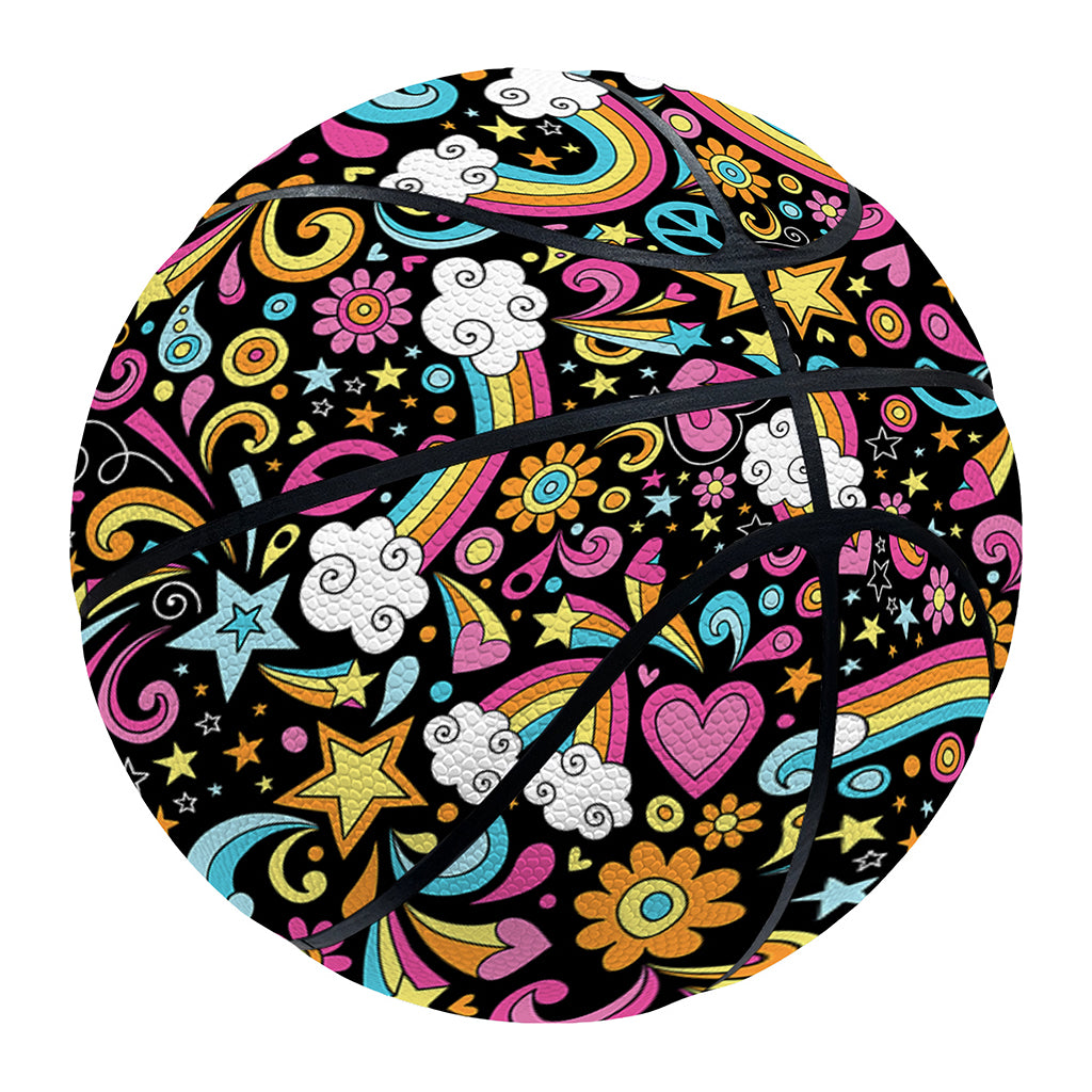 Groovy Hippie Peace Pattern Print Basketball