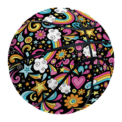 Groovy Hippie Peace Pattern Print Basketball