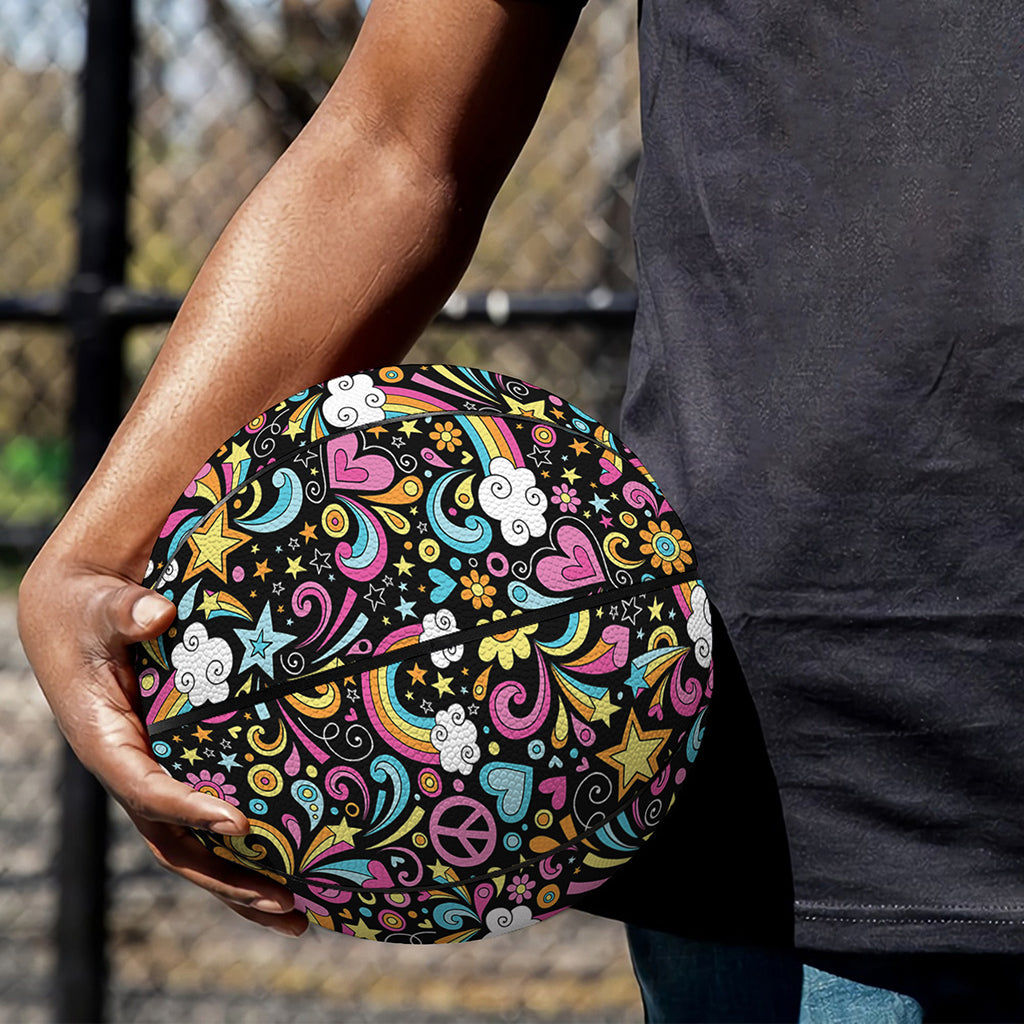 Groovy Hippie Peace Pattern Print Basketball