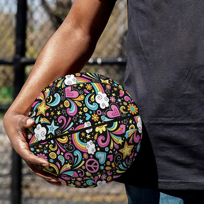Groovy Hippie Peace Pattern Print Basketball