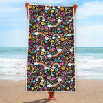 Groovy Hippie Peace Pattern Print Beach Towel