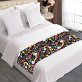 Groovy Hippie Peace Pattern Print Bed Runner