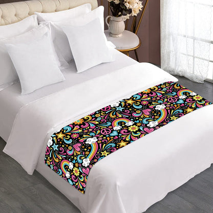 Groovy Hippie Peace Pattern Print Bed Runner