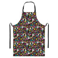 Groovy Hippie Peace Pattern Print Bib Apron With Pocket