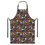Groovy Hippie Peace Pattern Print Bib Apron With Pocket