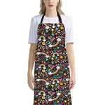 Groovy Hippie Peace Pattern Print Bib Apron With Pocket