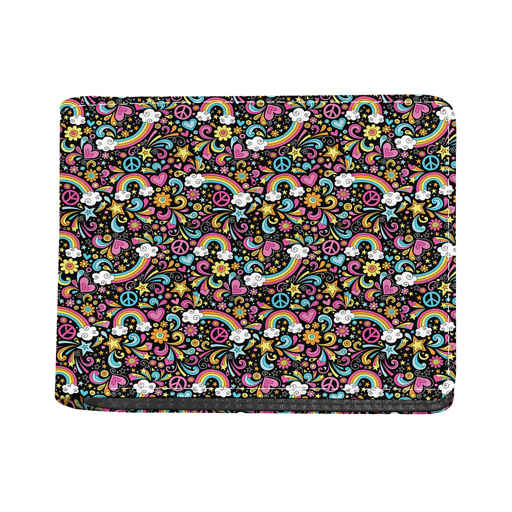 Groovy Hippie Peace Pattern Print Bifold Wallet