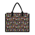 Groovy Hippie Peace Pattern Print Canvas Tote Bag
