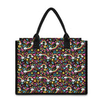 Groovy Hippie Peace Pattern Print Canvas Tote Bag