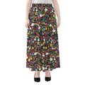 Groovy Hippie Peace Pattern Print Chiffon Maxi Skirt