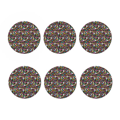 Groovy Hippie Peace Pattern Print Coaster Set