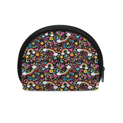 Groovy Hippie Peace Pattern Print Coin Purse