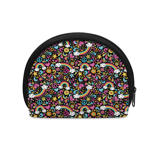 Groovy Hippie Peace Pattern Print Coin Purse