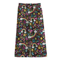 Groovy Hippie Peace Pattern Print Cotton Front Slit Maxi Skirt
