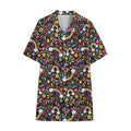 Groovy Hippie Peace Pattern Print Cotton Hawaiian Shirt