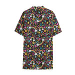 Groovy Hippie Peace Pattern Print Cotton Hawaiian Shirt