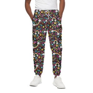 Groovy Hippie Peace Pattern Print Cotton Pants