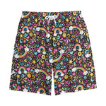 Groovy Hippie Peace Pattern Print Cotton Shorts