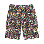 Groovy Hippie Peace Pattern Print Cotton Shorts