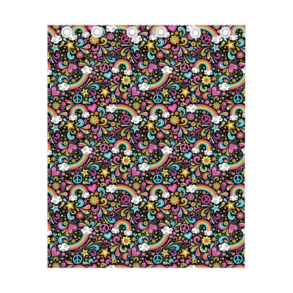 Groovy Hippie Peace Pattern Print Curtain