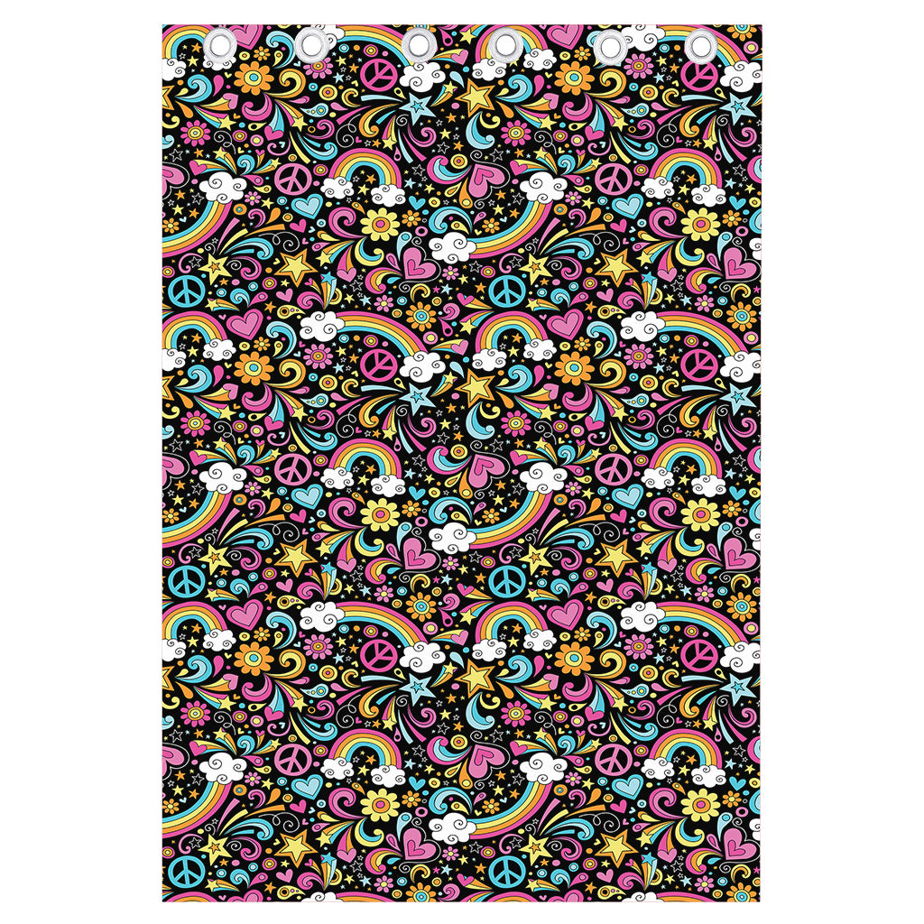 Groovy Hippie Peace Pattern Print Curtain