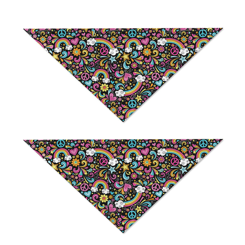 Groovy Hippie Peace Pattern Print Dog Bandana