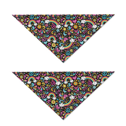 Groovy Hippie Peace Pattern Print Dog Bandana