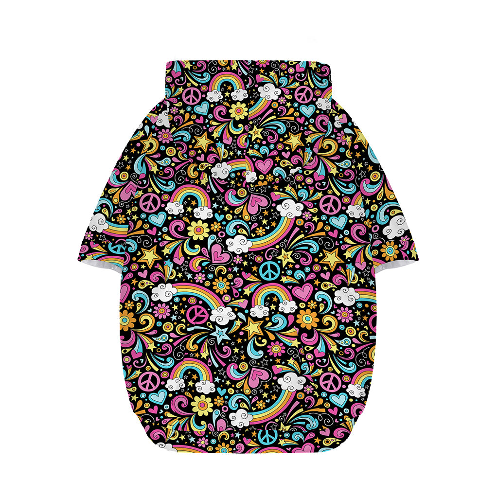 Groovy Hippie Peace Pattern Print Dog Zip Up Hoodie
