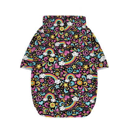 Groovy Hippie Peace Pattern Print Dog Zip Up Hoodie