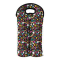 Groovy Hippie Peace Pattern Print Double Neoprene Wine Tote