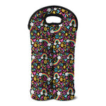 Groovy Hippie Peace Pattern Print Double Neoprene Wine Tote