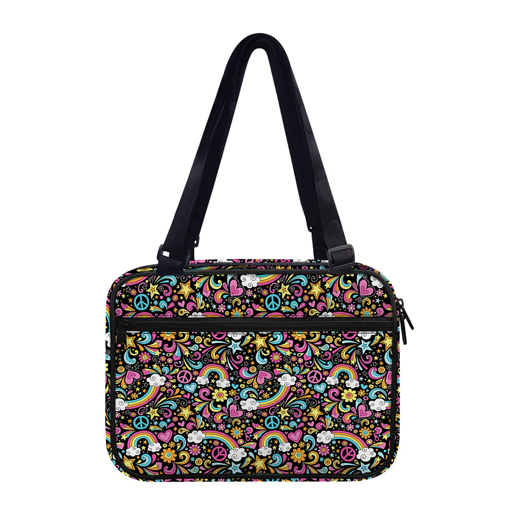 Groovy Hippie Peace Pattern Print Double Strap Bible Bag