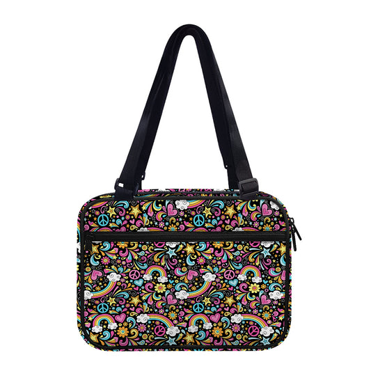 Groovy Hippie Peace Pattern Print Double Strap Bible Bag