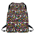 Groovy Hippie Peace Pattern Print Drawstring Backpack