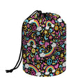 Groovy Hippie Peace Pattern Print Drawstring Makeup Bag