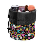Groovy Hippie Peace Pattern Print Drawstring Makeup Bag