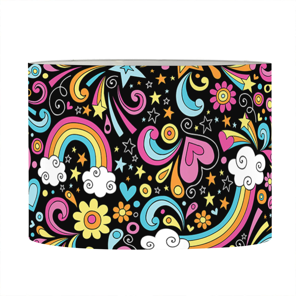 Groovy Hippie Peace Pattern Print Drum Lamp Shade