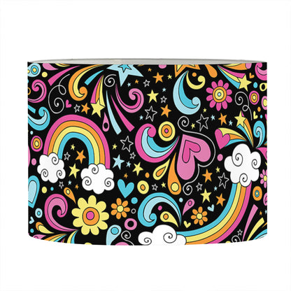 Groovy Hippie Peace Pattern Print Drum Lamp Shade