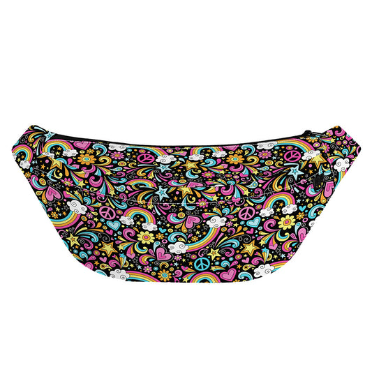 Groovy Hippie Peace Pattern Print Fanny Pack