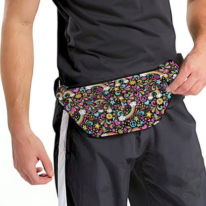 Groovy Hippie Peace Pattern Print Fanny Pack