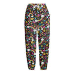 Groovy Hippie Peace Pattern Print Fleece Lined Knit Pants