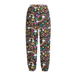 Groovy Hippie Peace Pattern Print Fleece Lined Knit Pants