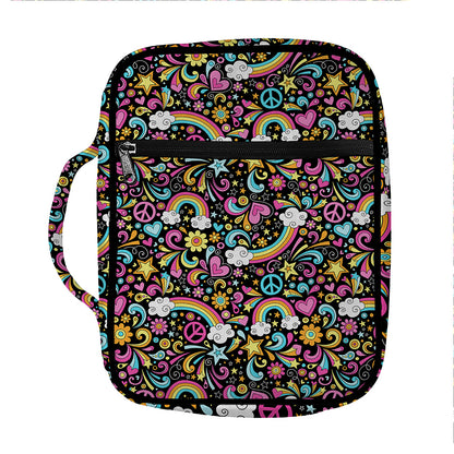 Groovy Hippie Peace Pattern Print Front Pocket Bible Bag