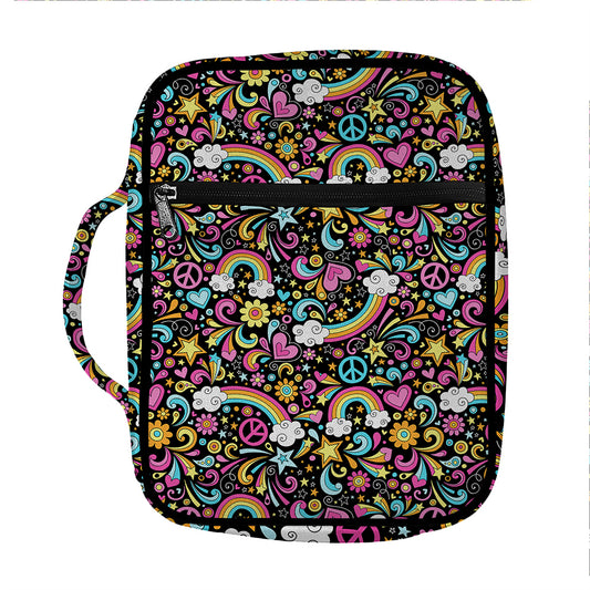 Groovy Hippie Peace Pattern Print Front Pocket Bible Bag