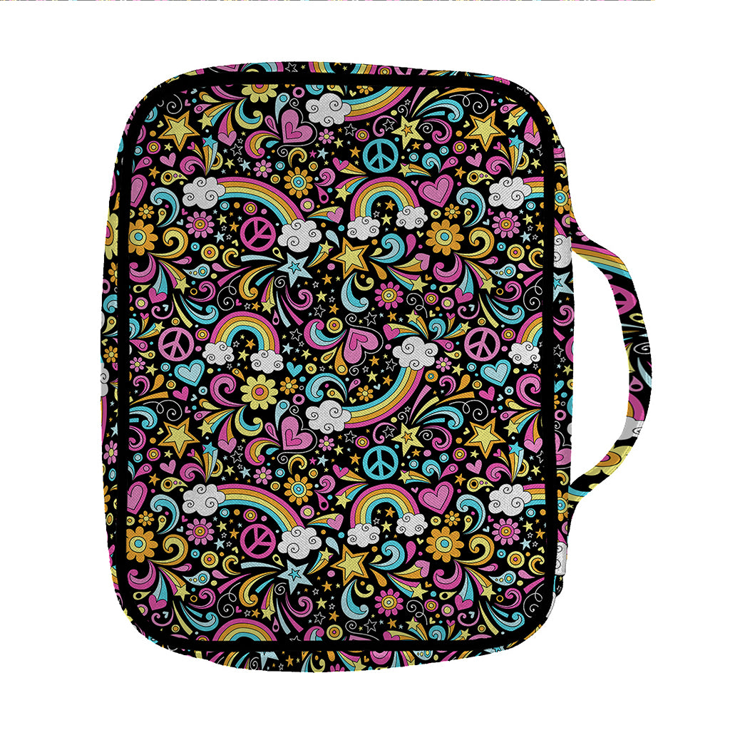 Groovy Hippie Peace Pattern Print Front Pocket Bible Bag