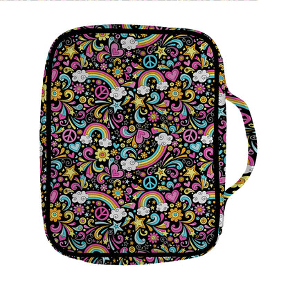 Groovy Hippie Peace Pattern Print Front Pocket Bible Bag