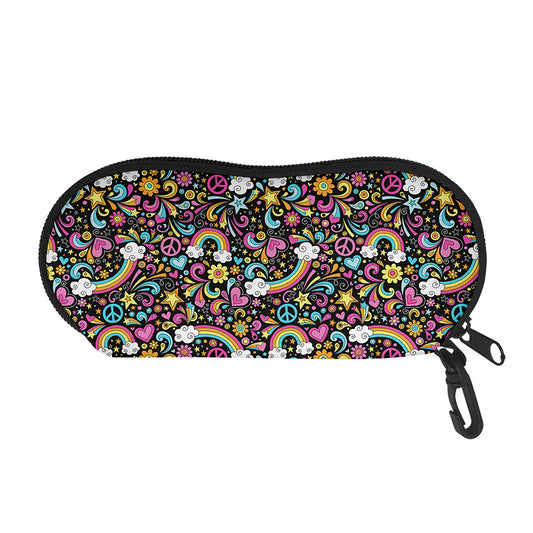 Groovy Hippie Peace Pattern Print Glasses Case